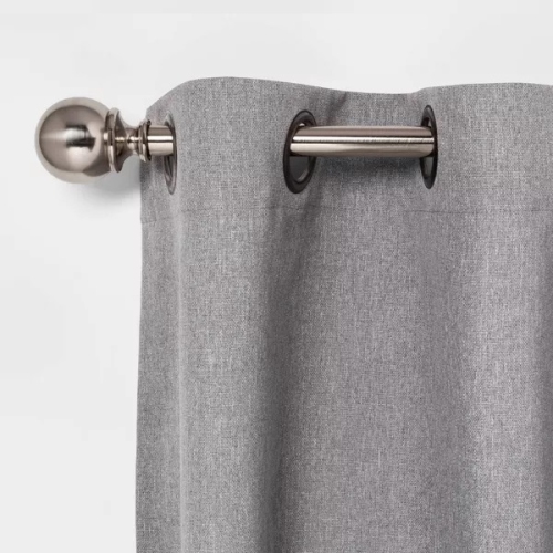 Extendable Curtain Rod with Ball Finial- 66" to 120" - Brushed Nickel