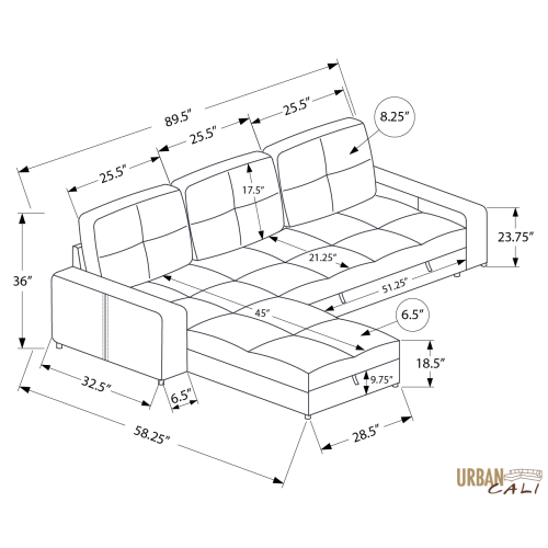 Canapé-lit modulaire Venice d'Urban Cali avec chaise de rangement réversible