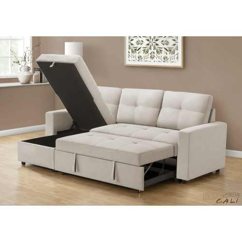 Urban Cali Venice Sleeper Sectional Sofa Bed with Reversible Storage Chaise