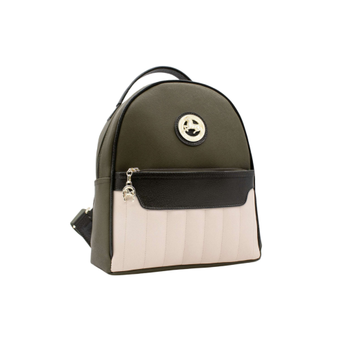 Cavalinho Grace Backpack Dark Olive Green / Beige - Leather and Canvas