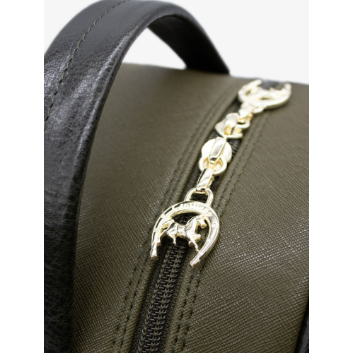 Cavalinho Grace Backpack Dark Olive Green / Beige - Leather and Canvas