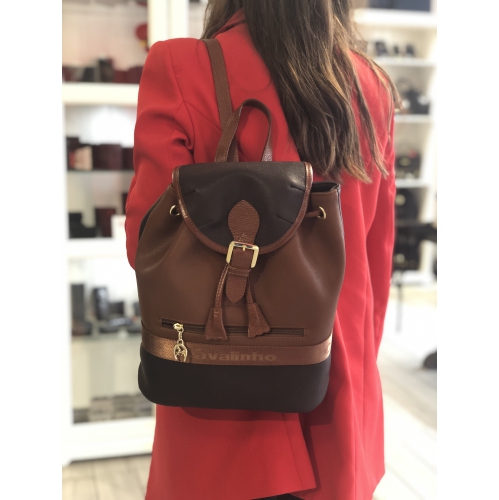 Cavalinho Club for Her Backpack Brown / SaddleBrown - Leather and Canvas