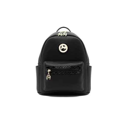 Image 1 of 7.. Cavalinho Cherry Blossom Backpack Black - Leather and Canvas