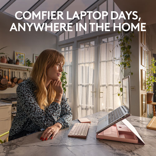 Ensemble bureau escamotable Casa de Logitech avec support pour portable, clavier et pavé tactile pour portable/MacBook - Rose
