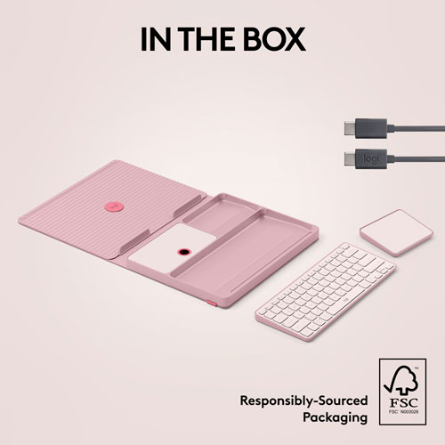 Ensemble bureau escamotable Casa de Logitech avec support pour portable, clavier et pavé tactile pour portable/MacBook - Rose