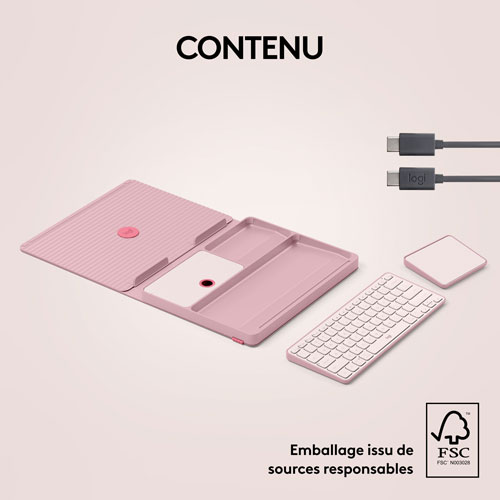 Ensemble bureau escamotable Casa de Logitech avec support pour portable, clavier et pavé tactile pour portable/MacBook - Rose