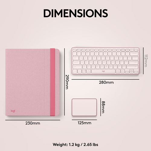 Ensemble bureau escamotable Casa de Logitech avec support pour portable, clavier et pavé tactile pour portable/MacBook - Rose
