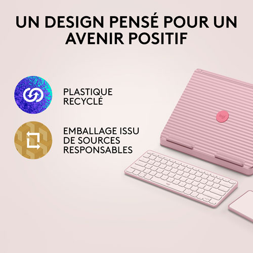 Ensemble bureau escamotable Casa de Logitech avec support pour portable, clavier et pavé tactile pour portable/MacBook - Rose
