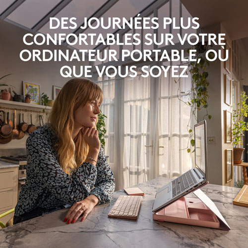 Ensemble bureau escamotable Casa de Logitech avec support pour portable, clavier et pavé tactile pour portable/MacBook - Rose