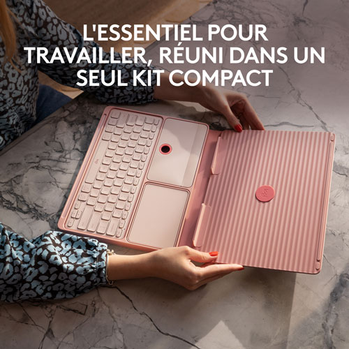 Ensemble bureau escamotable Casa de Logitech avec support pour portable, clavier et pavé tactile pour portable/MacBook - Rose