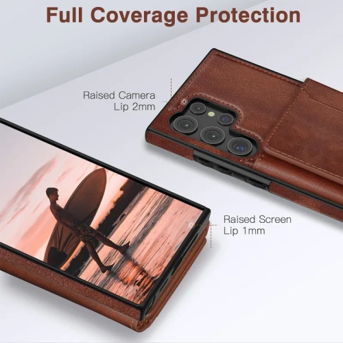 Samsung Galaxy S24 Ultra 5G Wallet Case 6.8" - Luxury Leather Flip Cover with Card Holder & Kickstand | Brown