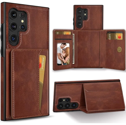 Samsung Galaxy S24 Ultra 5G Wallet Case 6.8" - Luxury Leather Flip Cover with Card Holder & Kickstand | Brown