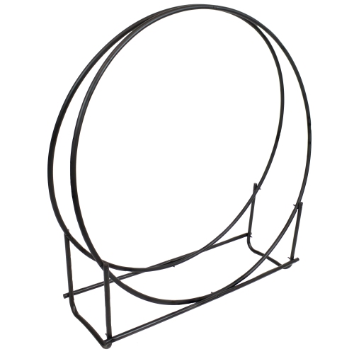 Sunnydaze 40 in Black Powder-Coated Iron Firewood Log Hoop Rack