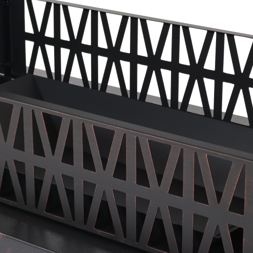 Sunnydaze 32 in Steel Outdoor Fireplace with Log Storage - Brushed Bronze