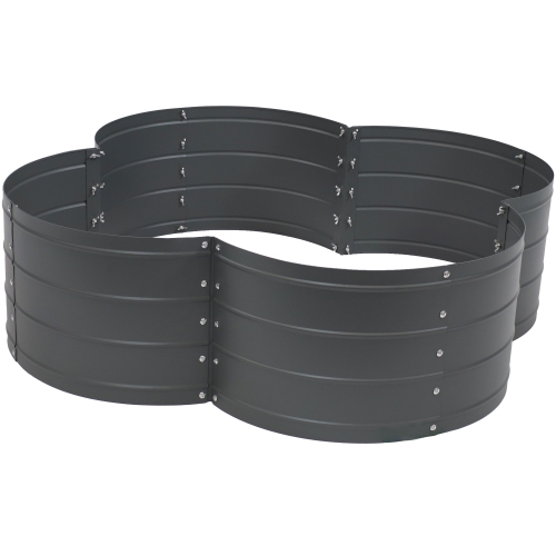 Sunnydaze 4-Leaf Clover-Shaped Galvanized Steel Raised Planter Bed - Gray
