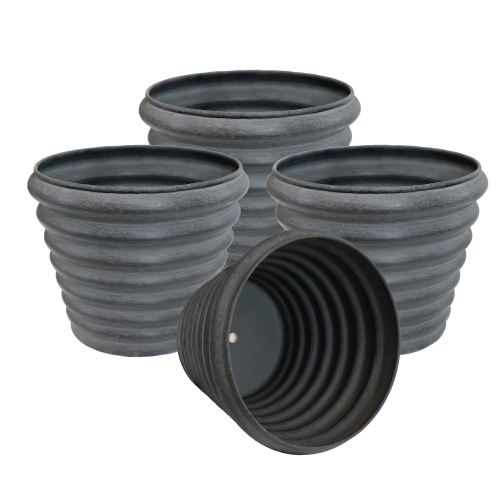 Image 1 de 6.. Jardinière en métal Sunnydaze Molly - 12,5 po - Gris mat - Ensemble de 4