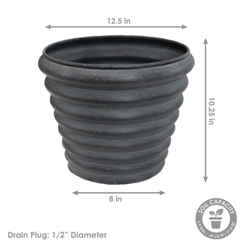 Sunnydaze Molly Metal Planter - 12.5 in - Matte Gray - Set of 4