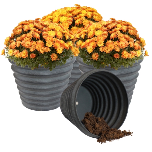 Sunnydaze Molly Metal Planter - 12.5 in - Matte Gray - Set of 4