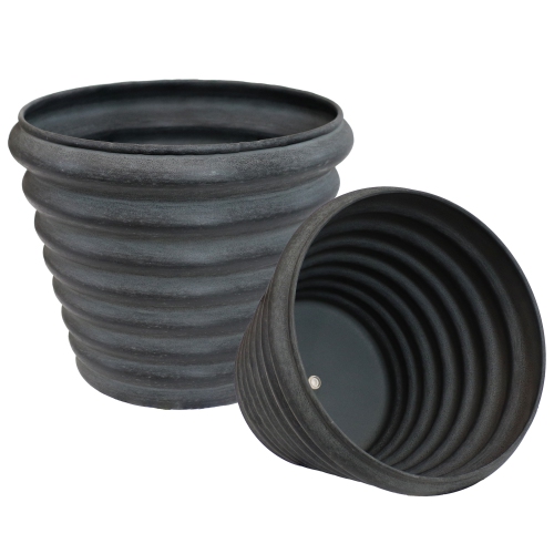 Image 1 de 6.. Jardinière en métal Sunnydaze Molly - 12,5 po - Gris mat - Ensemble de 2