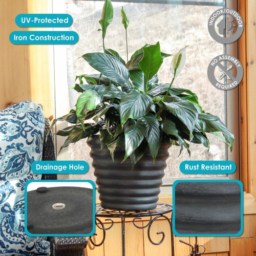 Sunnydaze Molly Metal Planter - 12.5 in - Matte Gray - Set of 2