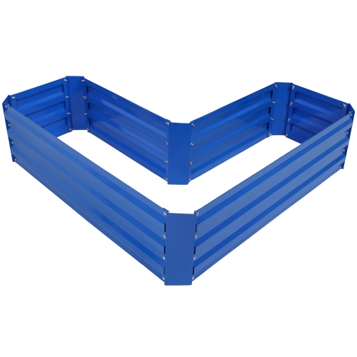 SUNNYDAZE DECOR  Sunnydaze Galvanized Steel L-Shaped Raised Garden Bed - In Blue