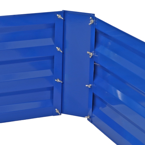 Sunnydaze Galvanized Steel L-Shaped Raised Garden Bed - Blue