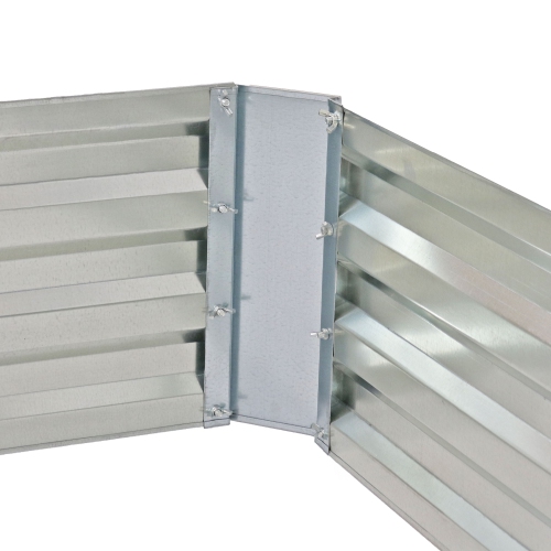 Sunnydaze Galvanized Steel L-Shaped Raised Garden Bed - Silver