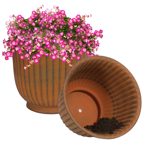 Sunnydaze Carlotta Metal Planter - 14.75 in - Matte Brown - Set of 2