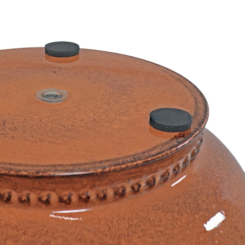 Sunnydaze Michael Metal Planter - 14.5 in - Chestnut Glaze - Set of 2