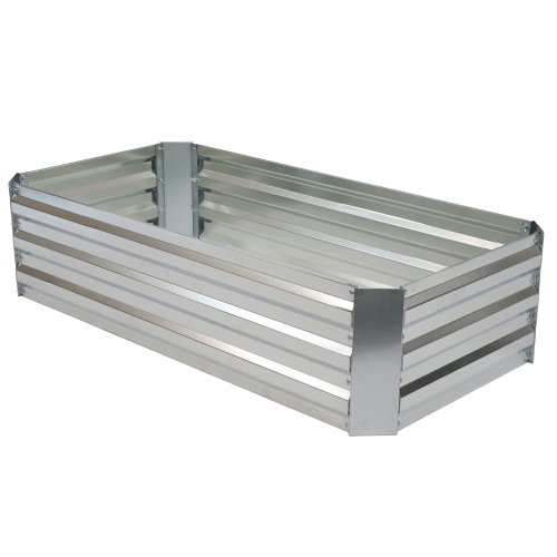 Image 1 of 7.. Sunnydaze Rectangle Galvanized Steel Raised Planter Bed - 4 x 2 ft - Silver
