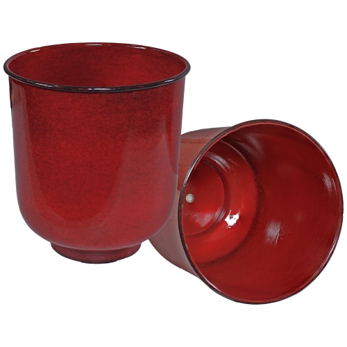 Image 1 of 7.. Sunnydaze Vivian Metal Planter - 11 in - Ruby Glaze - Set of 2