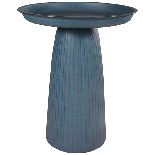 Image 1 of 6.. Sunnydaze Gleeful Garden Metal Outdoor Bird Bath - Matte Blue