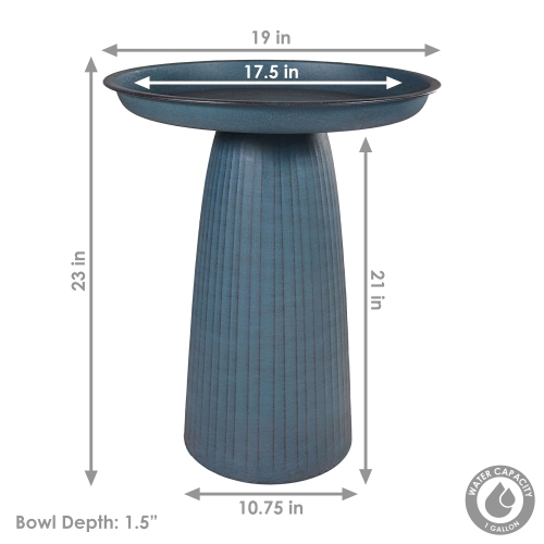 Sunnydaze Gleeful Garden Metal Outdoor Bird Bath - Matte Blue