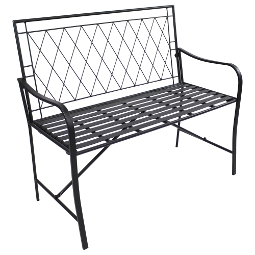 Image 1 de 4.. Banc de jardin en fer pour 2&nbsp;personnes Argyle Diamond de Sunnydaze - Noir