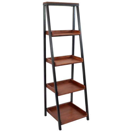 SUNNYDAZE DECOR  Sunnydaze Indoor 4-Shelf Acacia Wood Ladder Bookshelf - 59.75" H