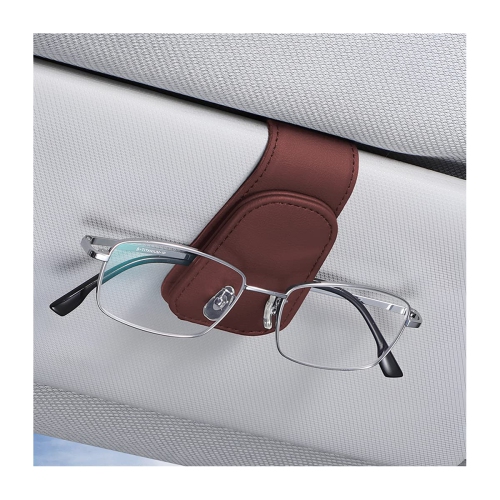 Sunglasses Holders for Car Sun Visor, Leather Eyeglasses Hanger Mounter, Magnetic Glasses Holder and Ticket Card Clip, Auto Interior Accessories