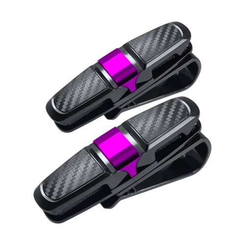 2 Packs Sun Visor Clip, Glasses Holders for Car Sunglasses Universal Carbon Fiber Pattern Glasses Double-Ends Clip, 360° Rotational Glasses Holder
