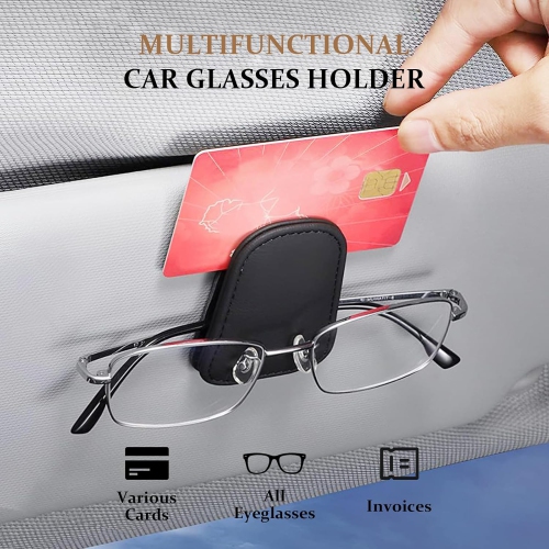 2 Pcs Sunglasses Holder for Car Visor – Durable black clips securely hold glasses, fit most eyewear, and keep your car organized. Sleek, scratch-free