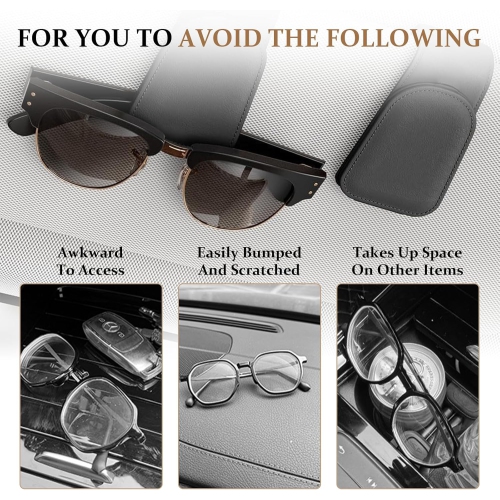 2 Pcs Sunglasses Holder for Car Visor – Durable black clips securely hold glasses, fit most eyewear, and keep your car organized. Sleek, scratch-free