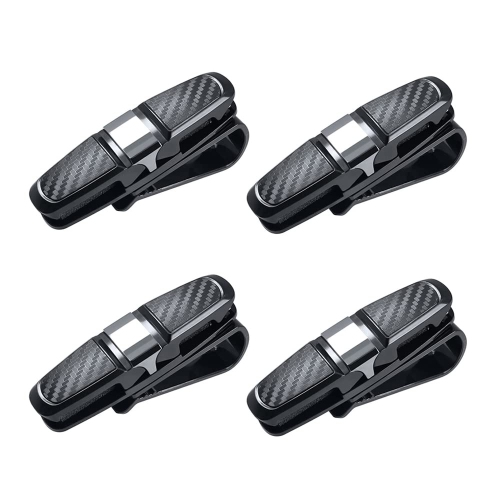 Paquet de 4 porte-lunettes pour pare-soleil de voiture, lunettes de soleil 360° porte-lunettes de voiture pivotant avec pince pour carte de billet