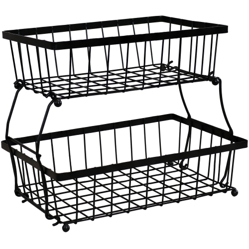 SUNNYDAZE DECOR  Sunnydaze 2-Tier Metal Wire Collapsible Tabletop Storage Basket - In Black Love it