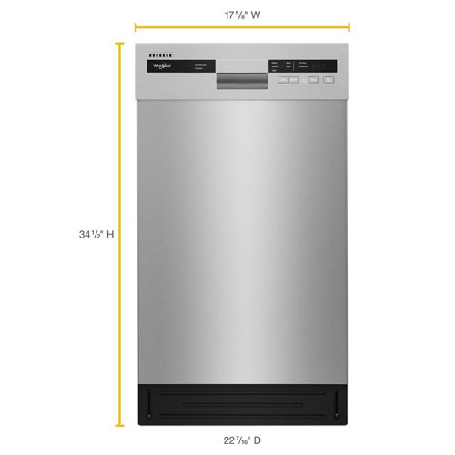 Whirlpool 18" 50dB Built-In Dishwasher with Stainless Steel Tub & Third Rack - Stainless Steel