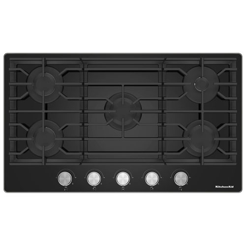 Surface de cuisson au gaz à 5 brûleurs de 37 po de KitchenAid - Noir