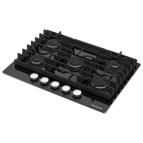 Surface de cuisson au gaz à 5 brûleurs de 37 po de KitchenAid - Noir