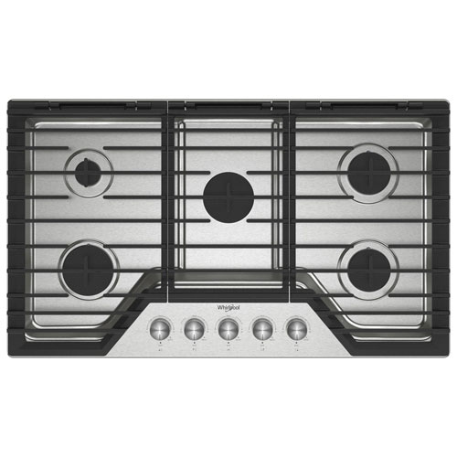 Image 1 de 16.. Surface de cuisson au gaz à 5 brûleurs de 36 po de Whirlpool - Acier inoxydable