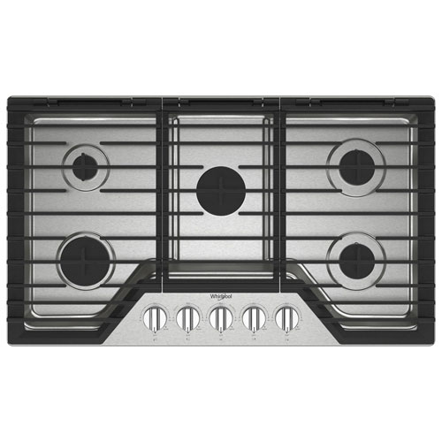 Image 1 of 14.. Whirlpool 36" 5-Burner Gas Cooktop - Stainless Steel