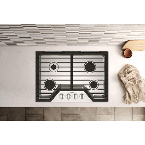 Surface de cuisson au gaz à 4 brûleurs de 30 po de Whirlpool - Acier inoxydable