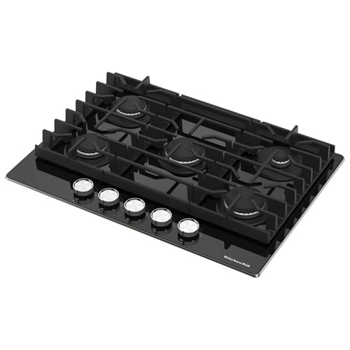 Surface de cuisson au gaz à 5 brûleurs de 30 po de KitchenAid - Noir