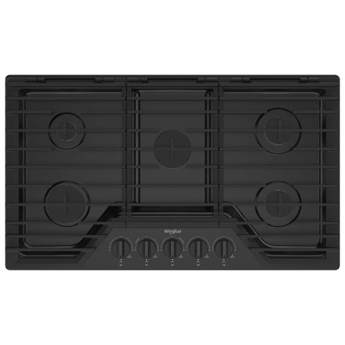 Image 1 of 14.. Whirlpool 36" 5-Burner Gas Cooktop - Black
