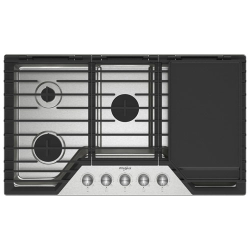 Image 1 of 14.. Whirlpool 36" 5-Burner Gas Cooktop - Stainless Steel